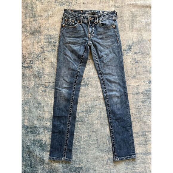 Miss Me Embroidered Rhinestone Skinny Jeans Size 27 - Picture 1 of 6
